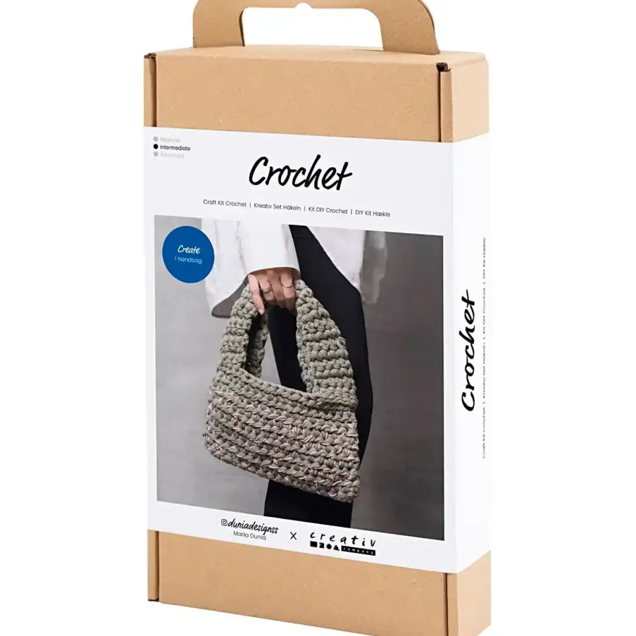 Kreakasse DIY Kit Hækle Chunky taske olivengrøn