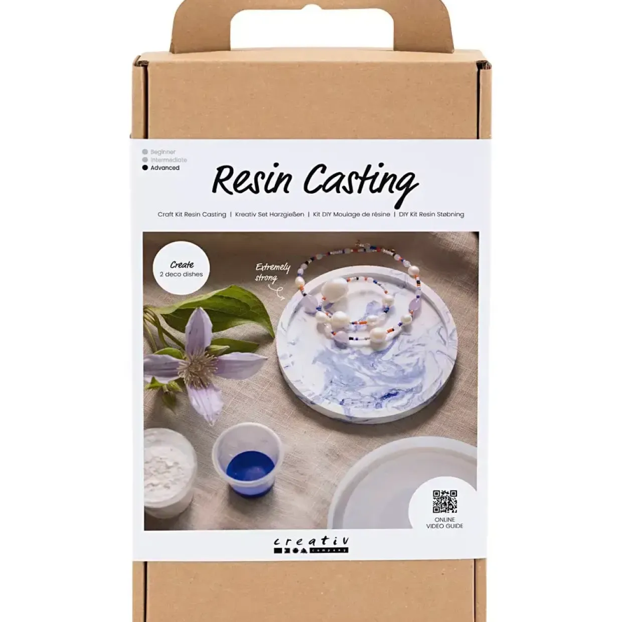 Kreakasse - DIY Resin Kit - Rund bakke - Blå/Hvid - Støbning