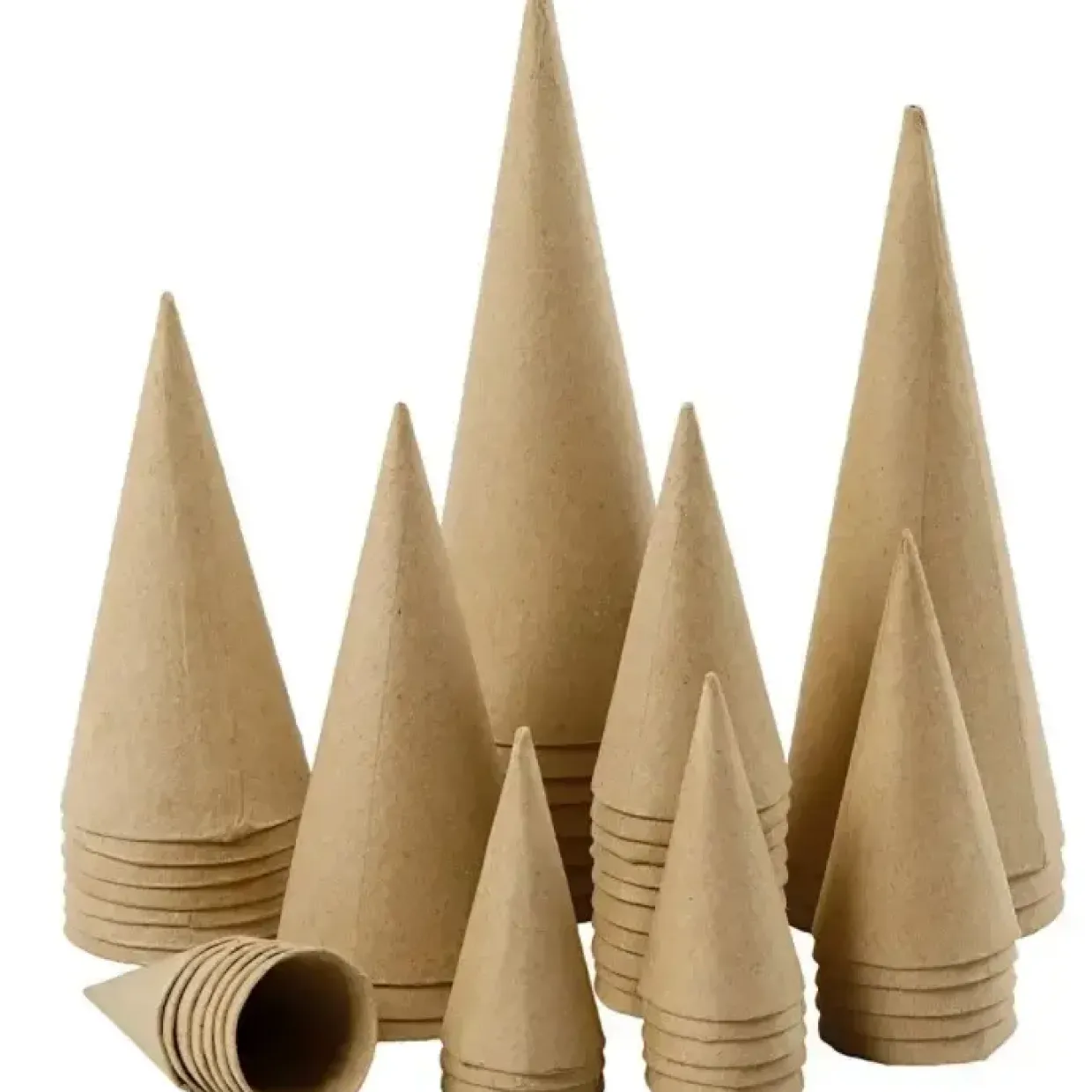 Kræmmerhuse - Papmaché 8-20cm Brun Ass. - 50 stk