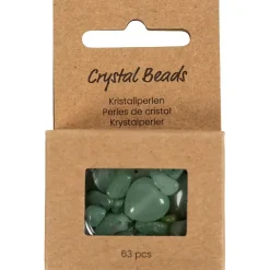 Krystalperler – Aventurin – Grøn – 7–12 mm – Hulstr. 1 mm – 63 stk
