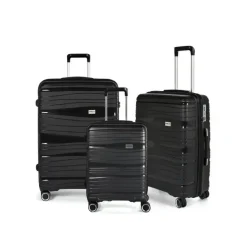 Kuffertsæt RW Travel Alfrida sort 20”/24”/28” PP-plast med TSA-lås