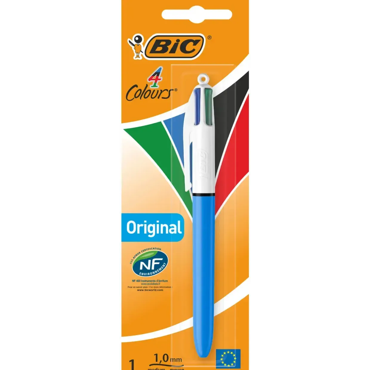 Kuglepen - Bic 4C Color Medium blå|sort|rød|grøn - 20 stk