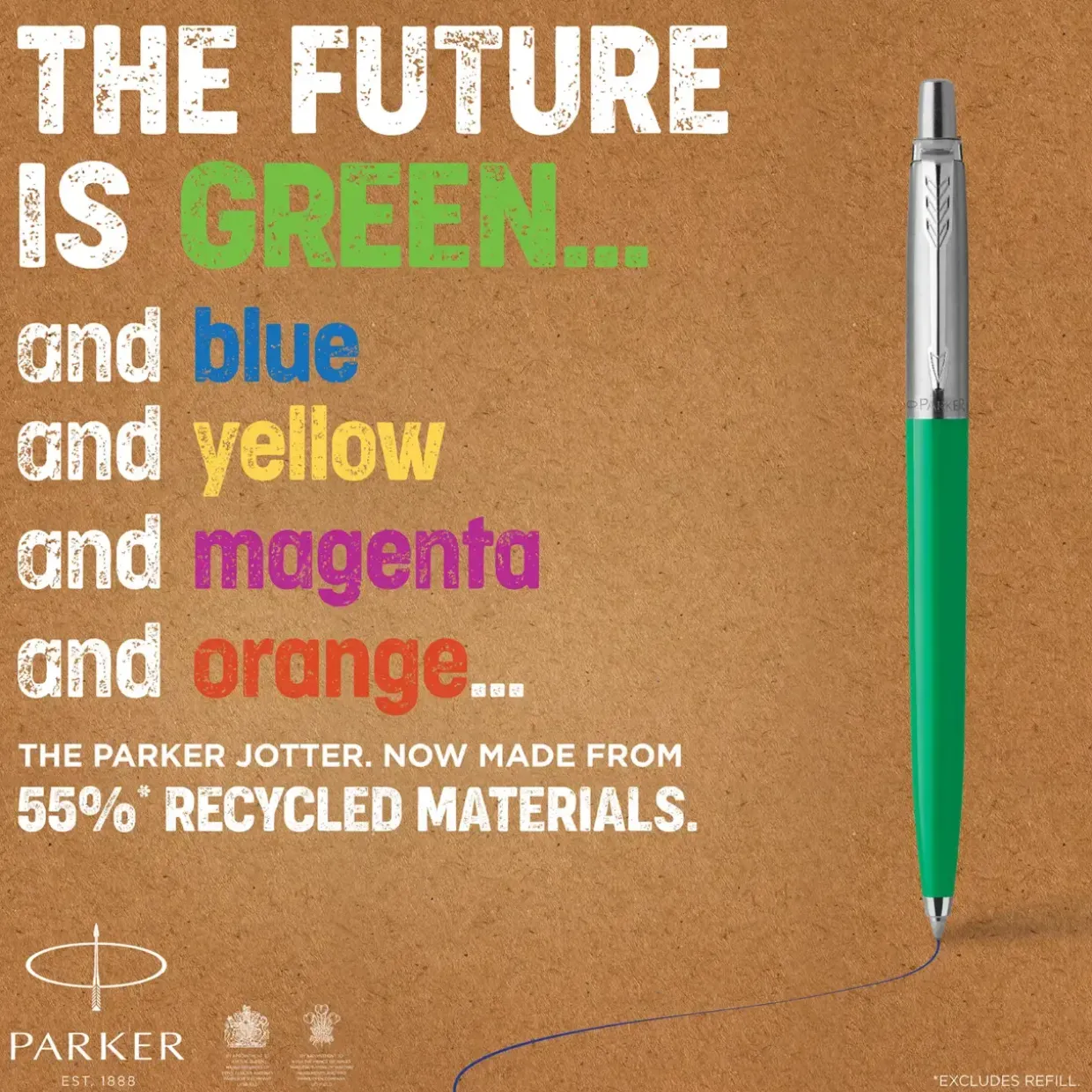 Kuglepen Parker Jotter 55% recycled blister rød