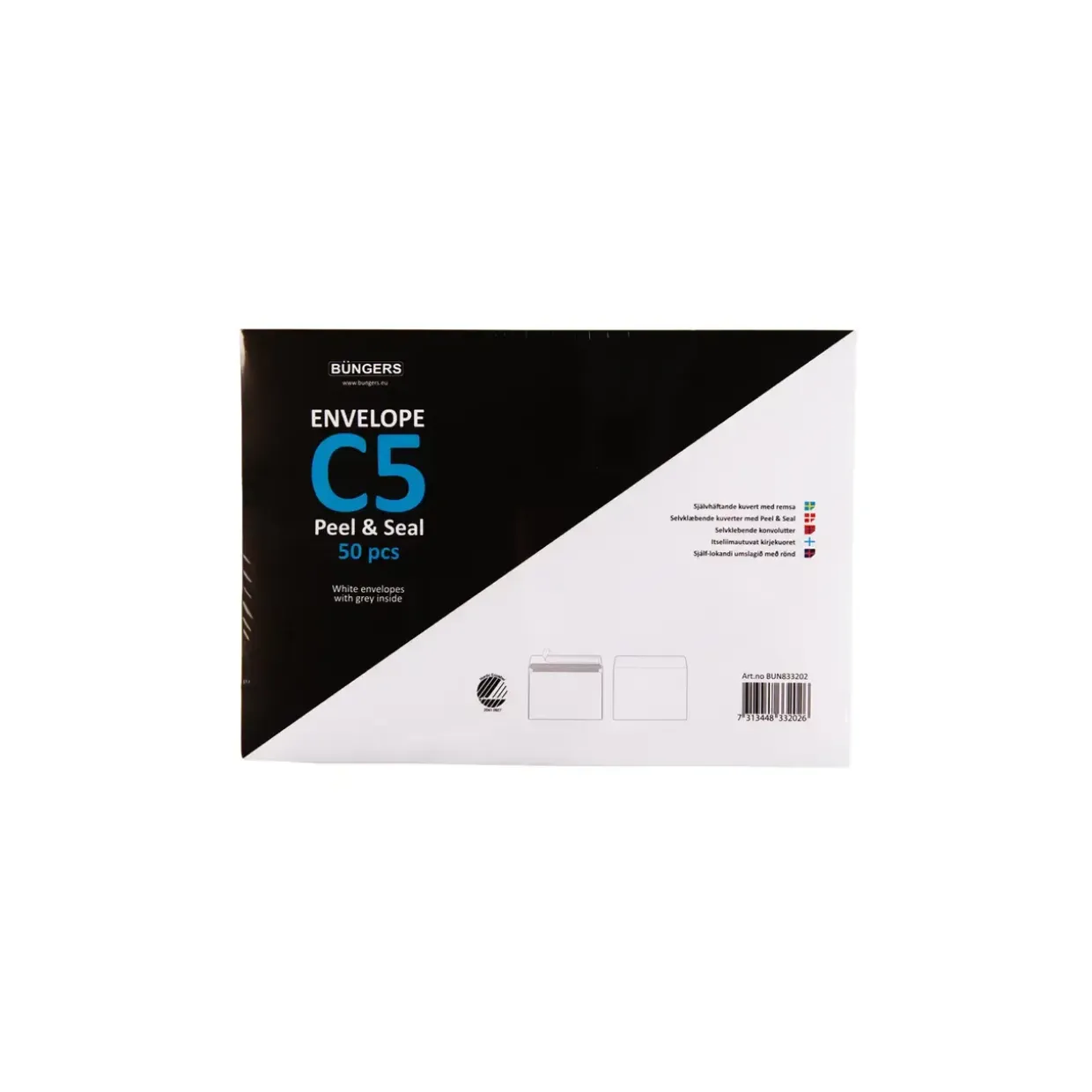 Kuverter - Büngers C5 Peel & Seal - Hvid - 50 stk - Køb minimum 10 stk.