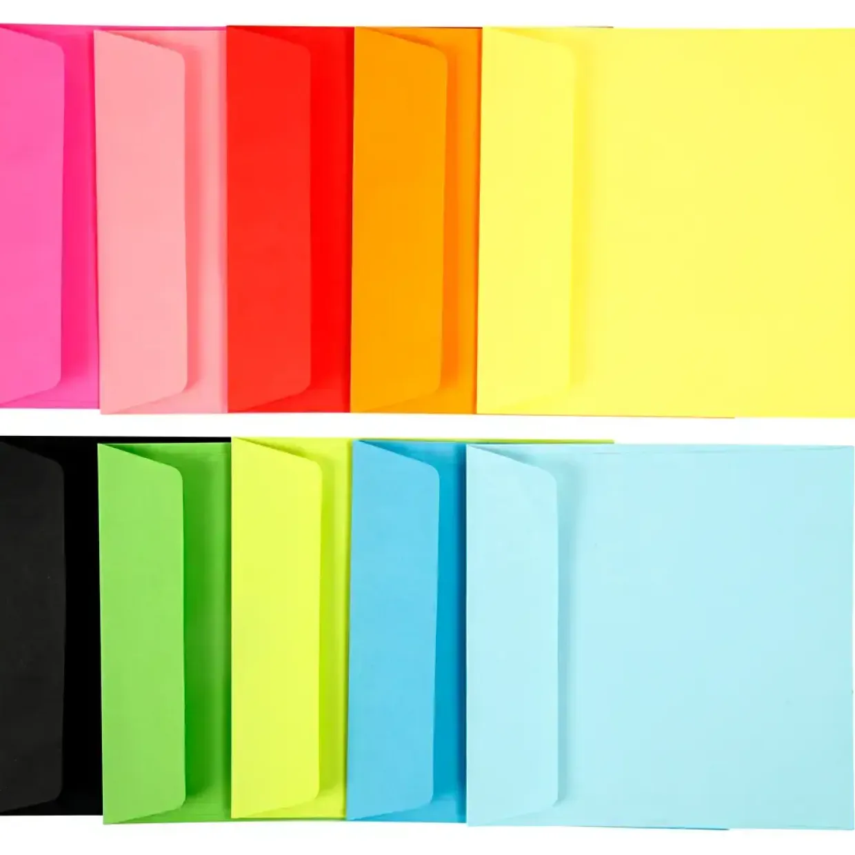 Kuverter - Kvadratiske 16x16 cm - 80 g - Ass. farver - 50 stk