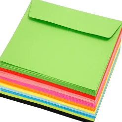 Kuverter - Kvadratiske 16x16 cm - 80 g - Ass. farver - 50 stk