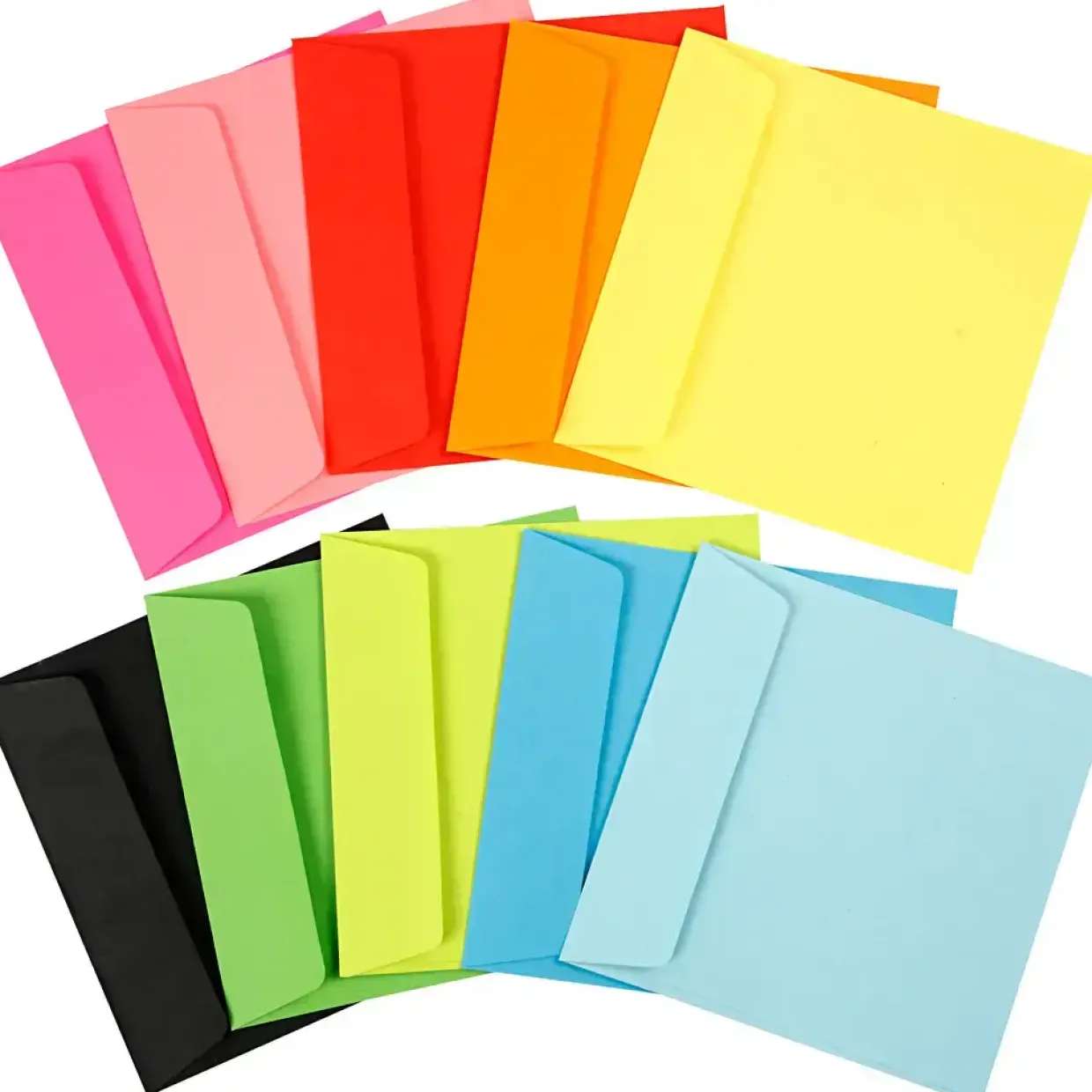 Kuverter - Kvadratiske 16x16 cm - 80 g - Ass. farver - 50 stk