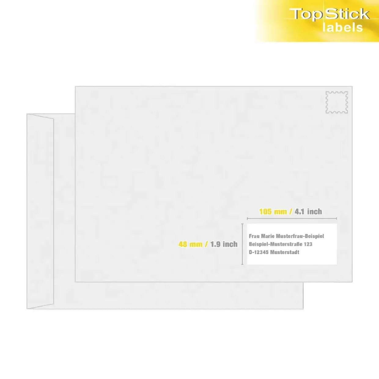 Labels TopStick 105x48mm A4 - Hvid - 1200 stk