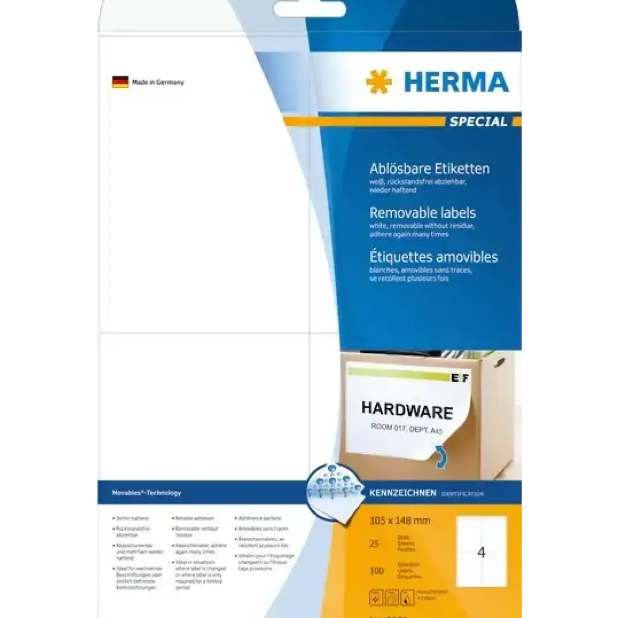 Labels white HERMA Movables 105x148 A4 100 pcs.