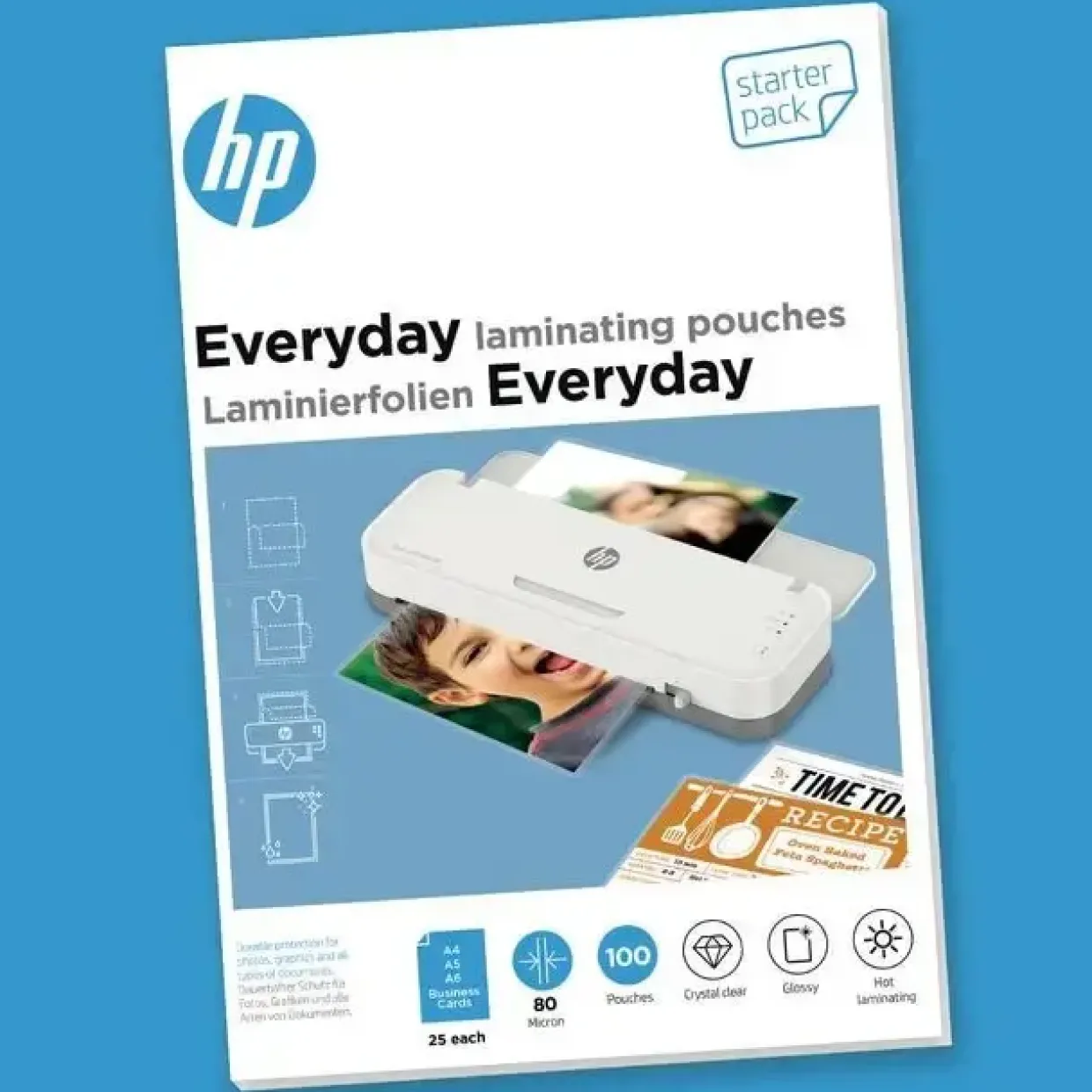 Lamineringslommer - HP - Klar - 80 my - Assorterede størrelser - 100 stk.