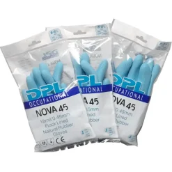 Latexhandske, DPL Nova 45, 9-9.5, blå, latex, indvendig velourisering - 12 par