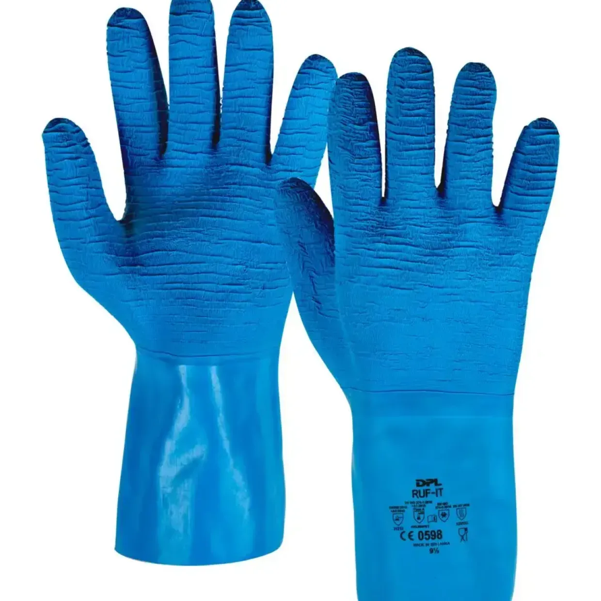 Latex handske, DPL Ruf-it, 8,5/M, blå, latex, varmeresistent - 6 par