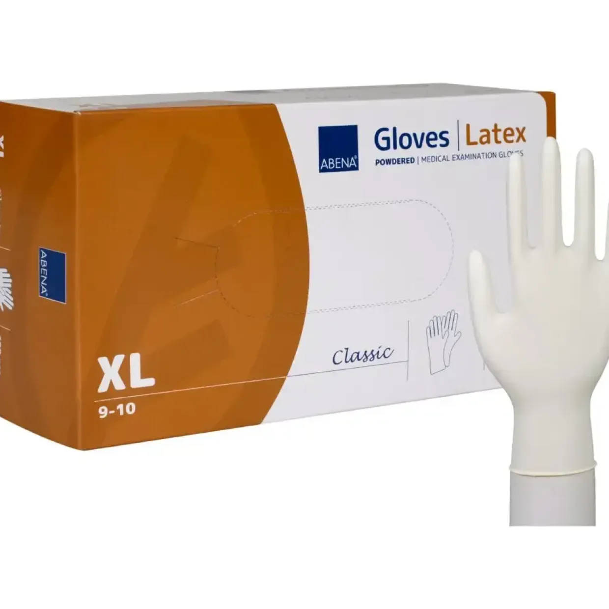 Latexhandsker - ABENA Classic - Let pudret - Nature - Str. XL - 1000 stk