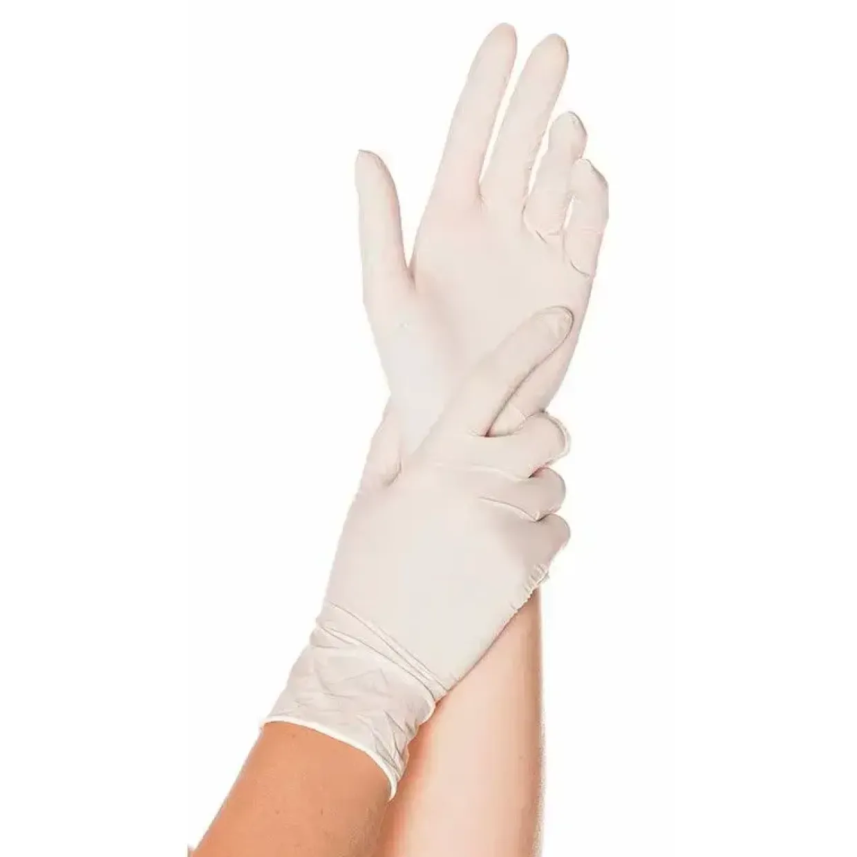 Latexhandske Skin L hvid pudret 100stk/pak - 10 stk