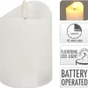 LED bloklys 15,5cm Ø7,5cm hvid med 3D-flamme og timerfunktion - 12 stk