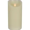 LED bloklys - 15cm Ø7,5cm hvid med pulserende flamme - 12 stk