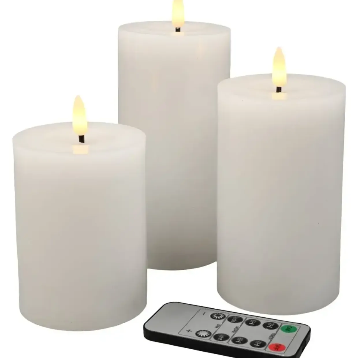 LED bloklys - Hvid Ø7,5cm Sæt af 3 - 2 pk