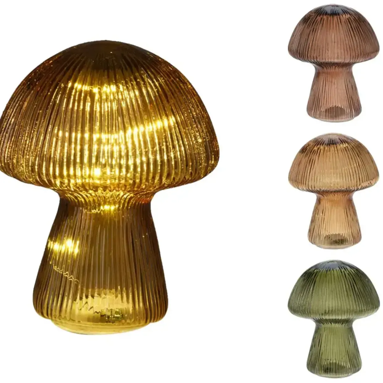 LED lampe - Mushroom - Glas - Assorteret - 11,8 x 14,6 cm - 12 stk