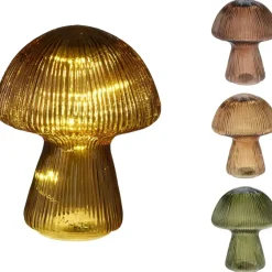 LED lampe, Mushroom, 16,5x20,5cm, glas, assorteret - 6 stk