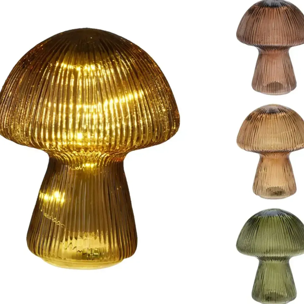 LED lampe, Mushroom, 16,5x20,5cm, glas, assorteret - 6 stk