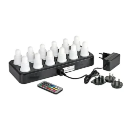 LED Lys Multi Farve Varm Hvid Kold Hvid B40xH70mm med Fjernbetjening - 12 stk/krt