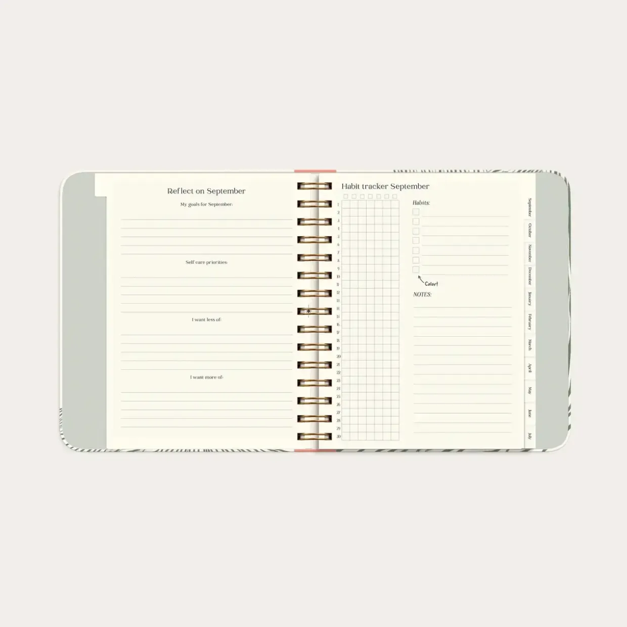 Life Planner - 216 x 190mm - Decor Green flow - 2026/2027 - Mayland - 93123827