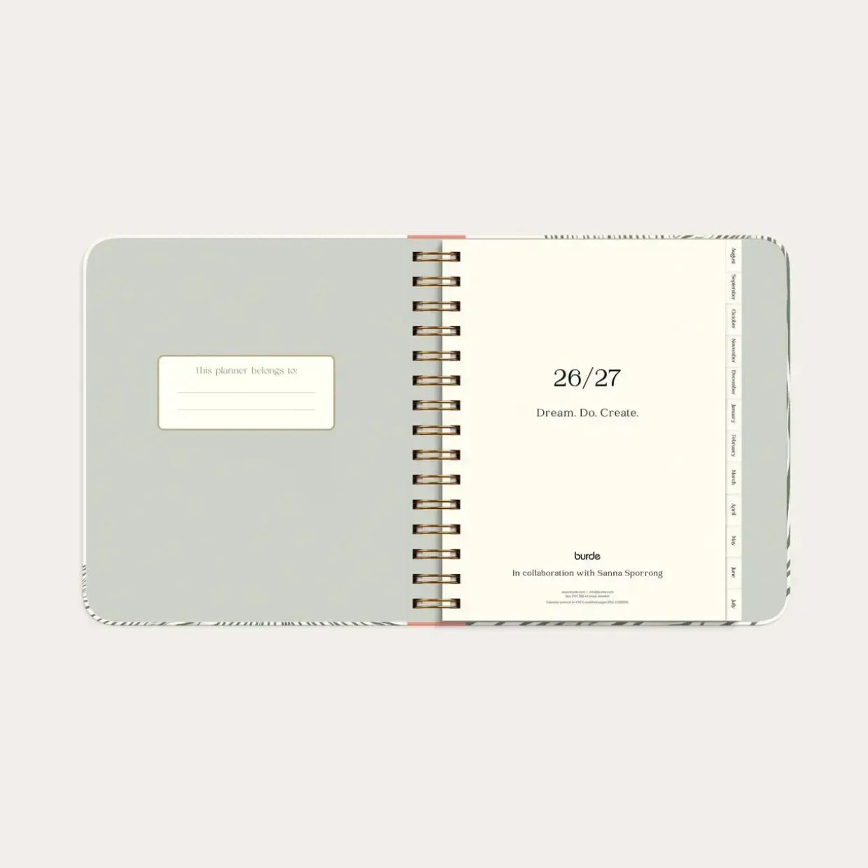 Life Planner - 216 x 190mm - Decor Green flow - 2026/2027 - Mayland - 93123827