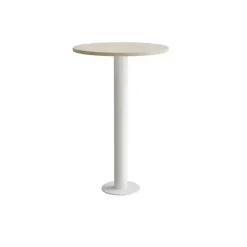 Loungebord Cirkum, Ø700mm, højde 1100 mm, massiv eg med hvidt stel