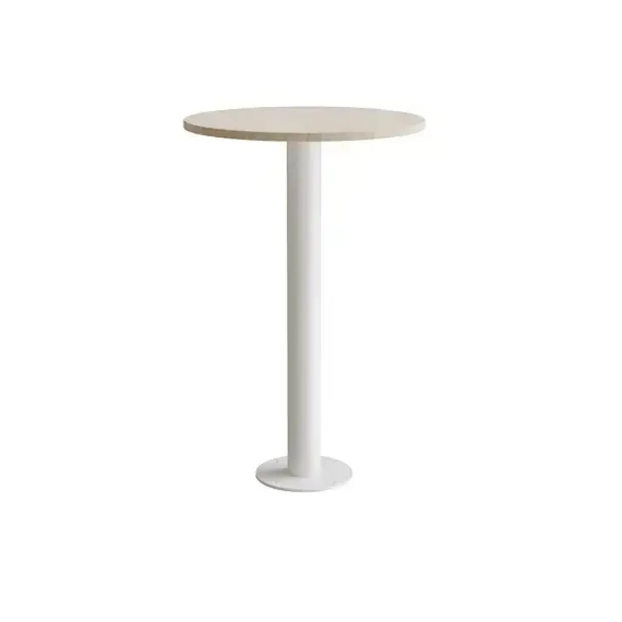 Loungebord Cirkum, Ø700mm, højde 1100 mm, massiv eg med hvidt stel