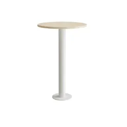 Loungebord Cirkum, Ø700mm, højde 1100 mm, massiv birk med hvidt stel