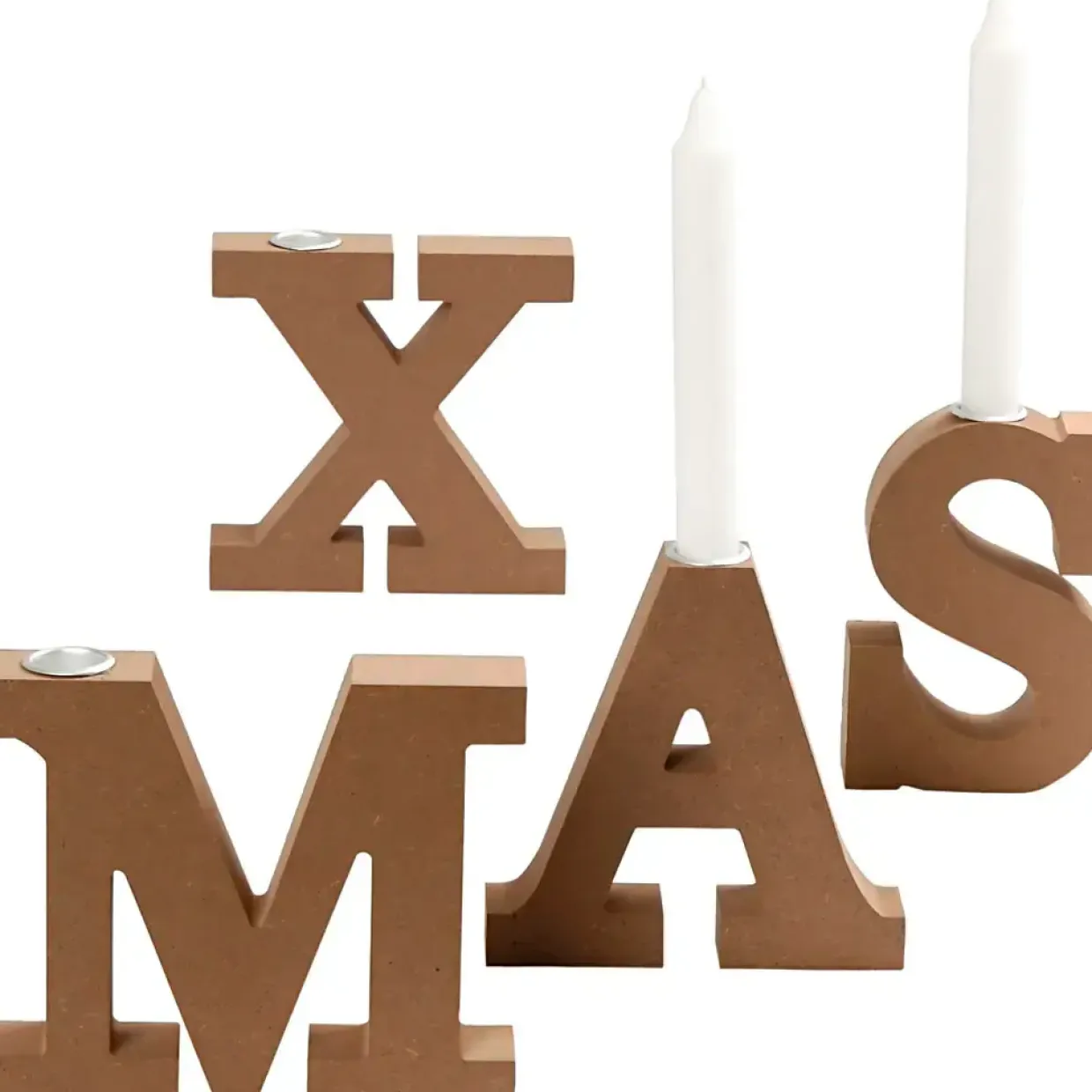 Lysestage X-MAS højde 14,5 cm, tykkelse 3,2 cm - 4 stk