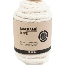 Macramé reb L: 12 m diam. 8,5 mm råhvid 300 g
