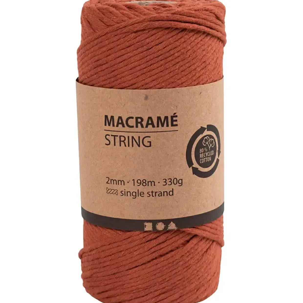 Macramé snor L: 198 m diam. 2 mm brændt orange 330 g
