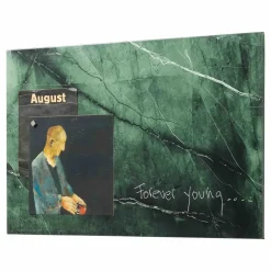 Magnetisk ståltavle - Grøn marmorlook - 40 x 60 cm
