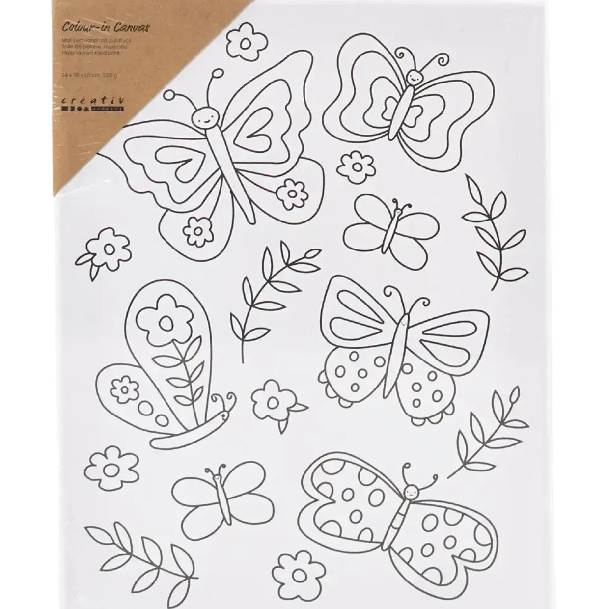 Malerlærred med print, Sommerfugle, D: 1,6 cm, str. 24x30 cm, 360 g - 1 stk