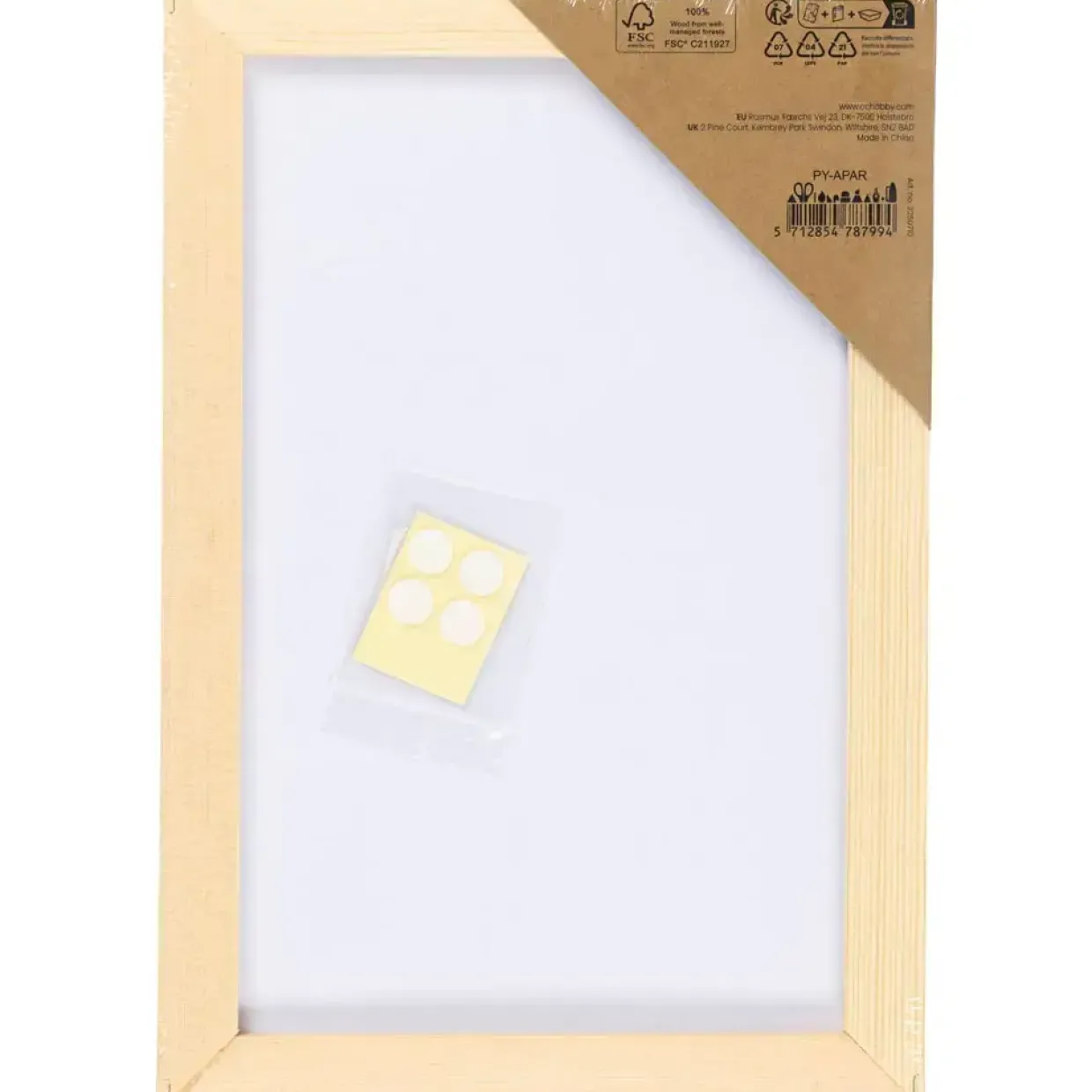 Malerplade med træramme, str. 15,8x23,8 cm, 280 g, hvid, 1 stk.
