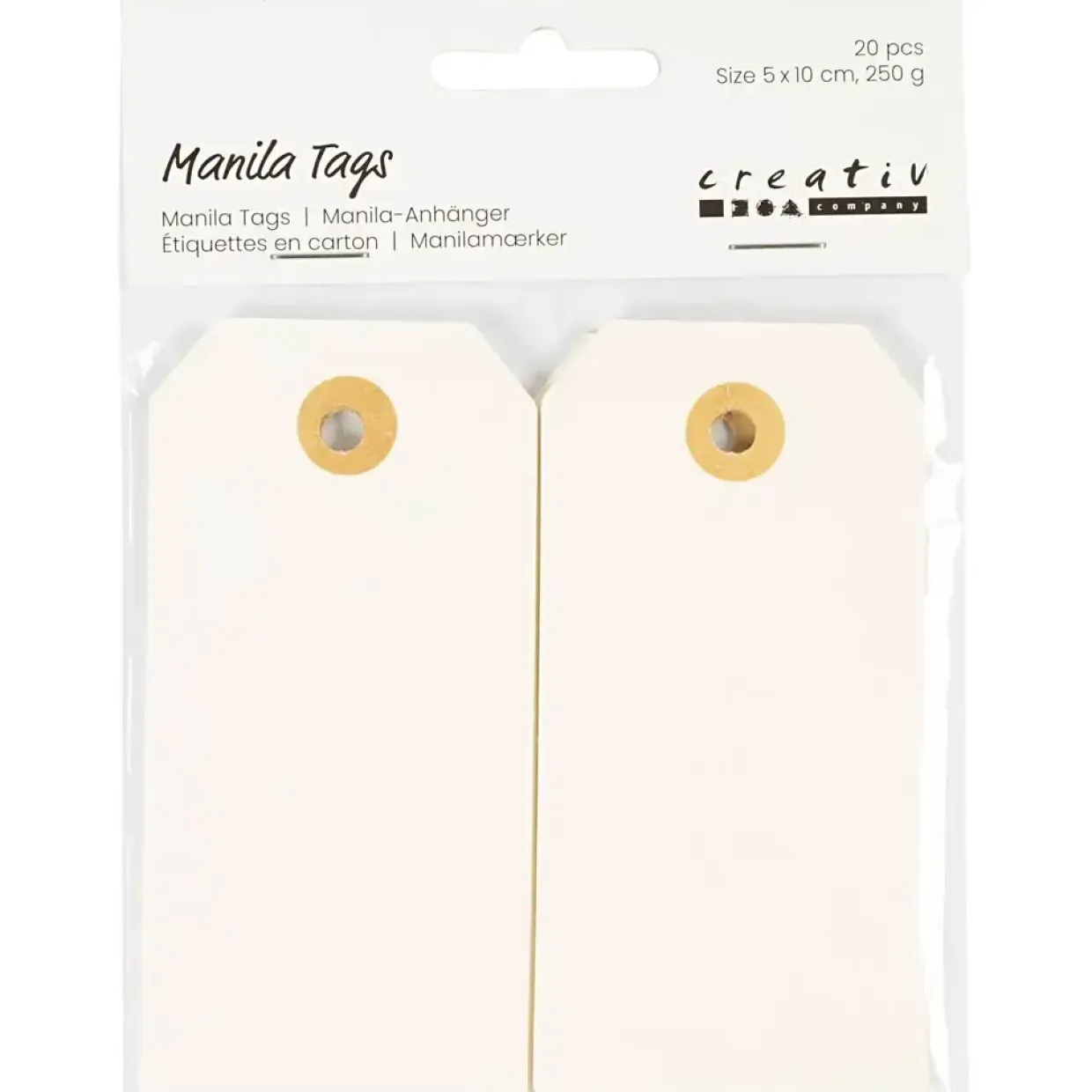 Manilamærker, str. 5x10 cm, 250 g, creme, 20 stk./ 1 pk.