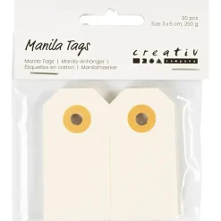 Manilamærker, str. 3x6 cm, 250 g, creme, 30 stk./ 1 pk.
