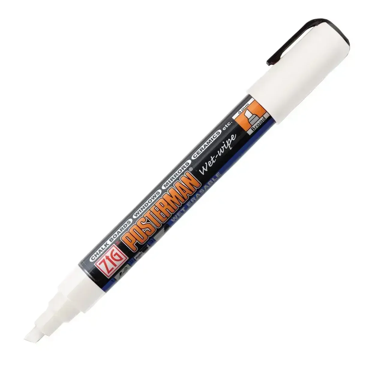 Marker - ZIG Posterman Wet-Wipe 6 mm Hvid - Til indendørs brug