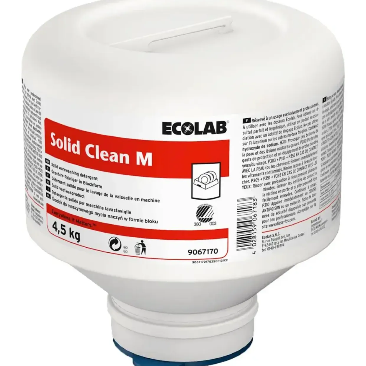 Maskinopvask - Ecolab Solid Clean M - Uden klor, farve og parfume - 4,5 kg