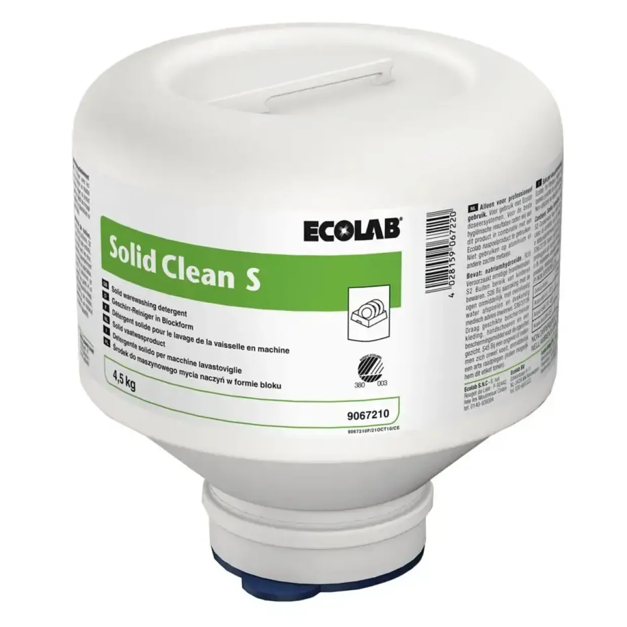 Maskinopvask - Ecolab Solid Clean S - Til blødt vand, uden klor, farve og parfume - 4,5 kg - 4 stk