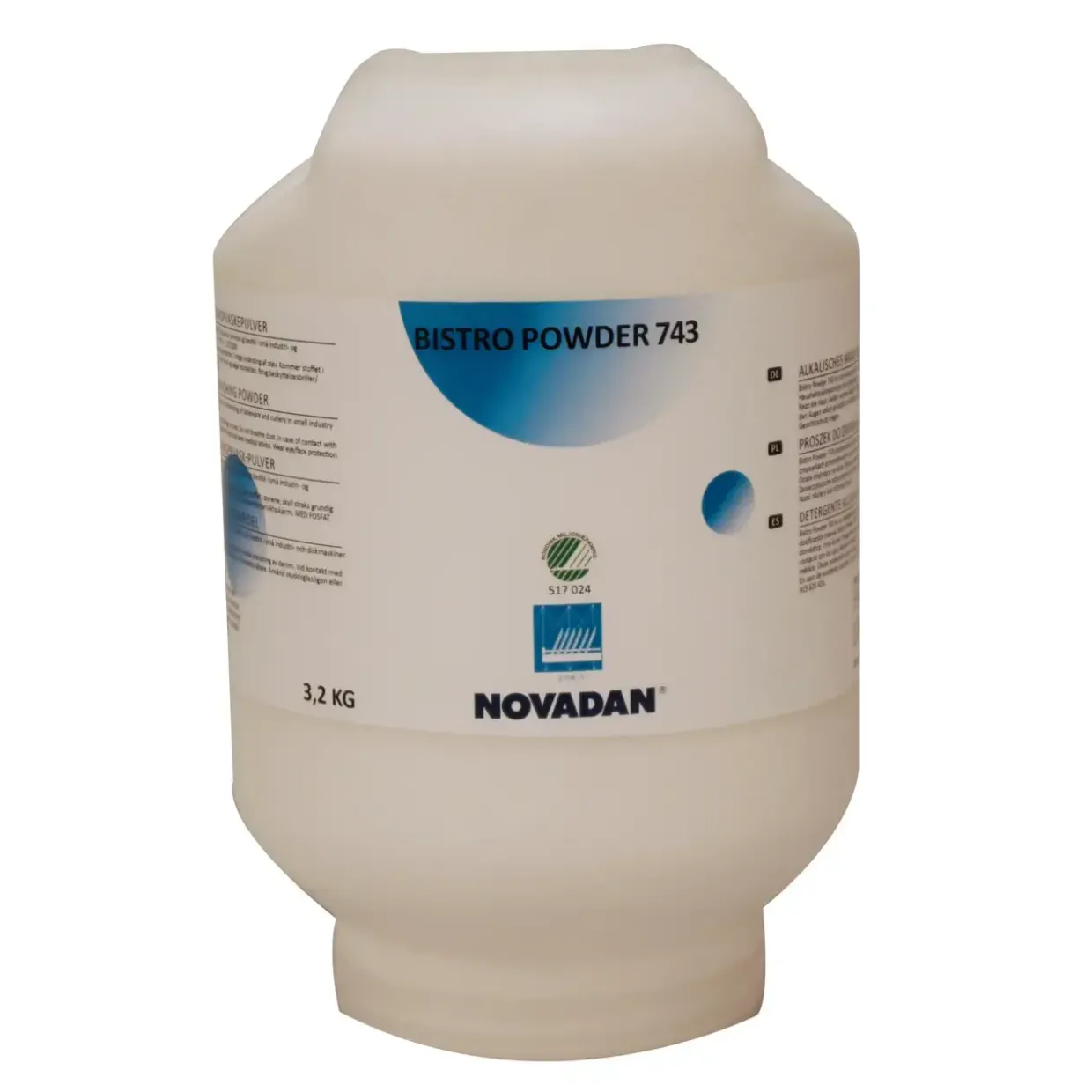 Maskinopvaskemiddel - Novadan Bistro Powder 743 - til service, glas og alu - 3,2 kg - 3 stk