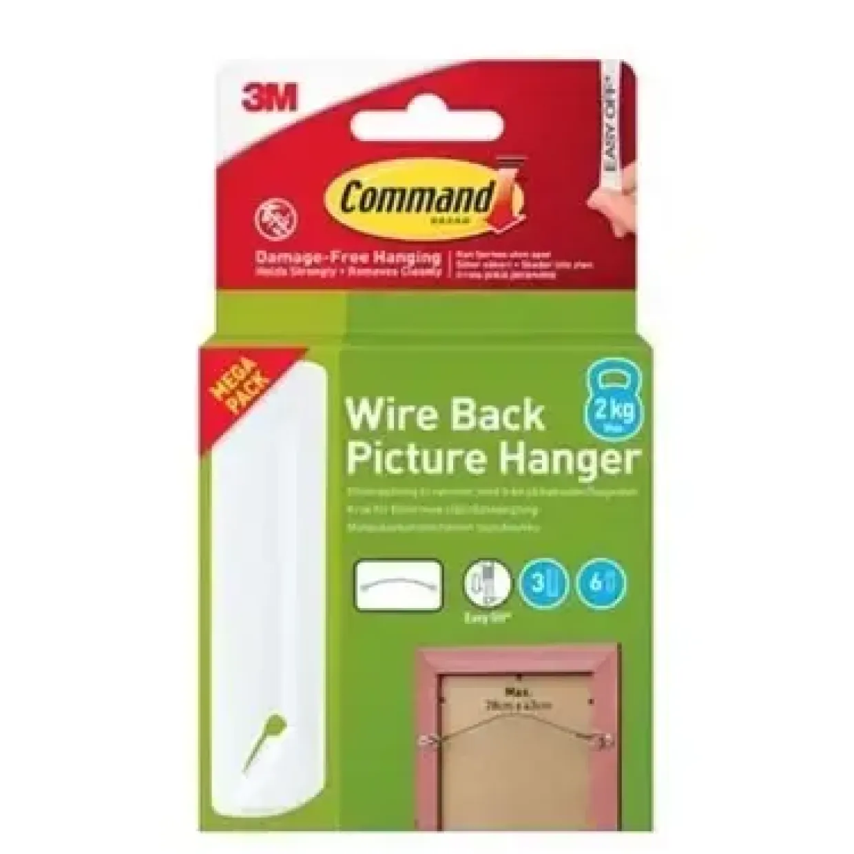 3M Command - Billedophæng til tråd - Hvid - 3 kroge/6 strips