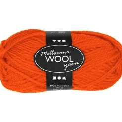 Melbourne Uldgarn, L: 92 M, pind 4-5,5, orange, 50 g/ 1 ngl.