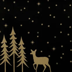 Middagsserviet, Golden Winter, 3-lags, 1/4 fold, 40x40cm, sort, nyfiber - 1200 stk