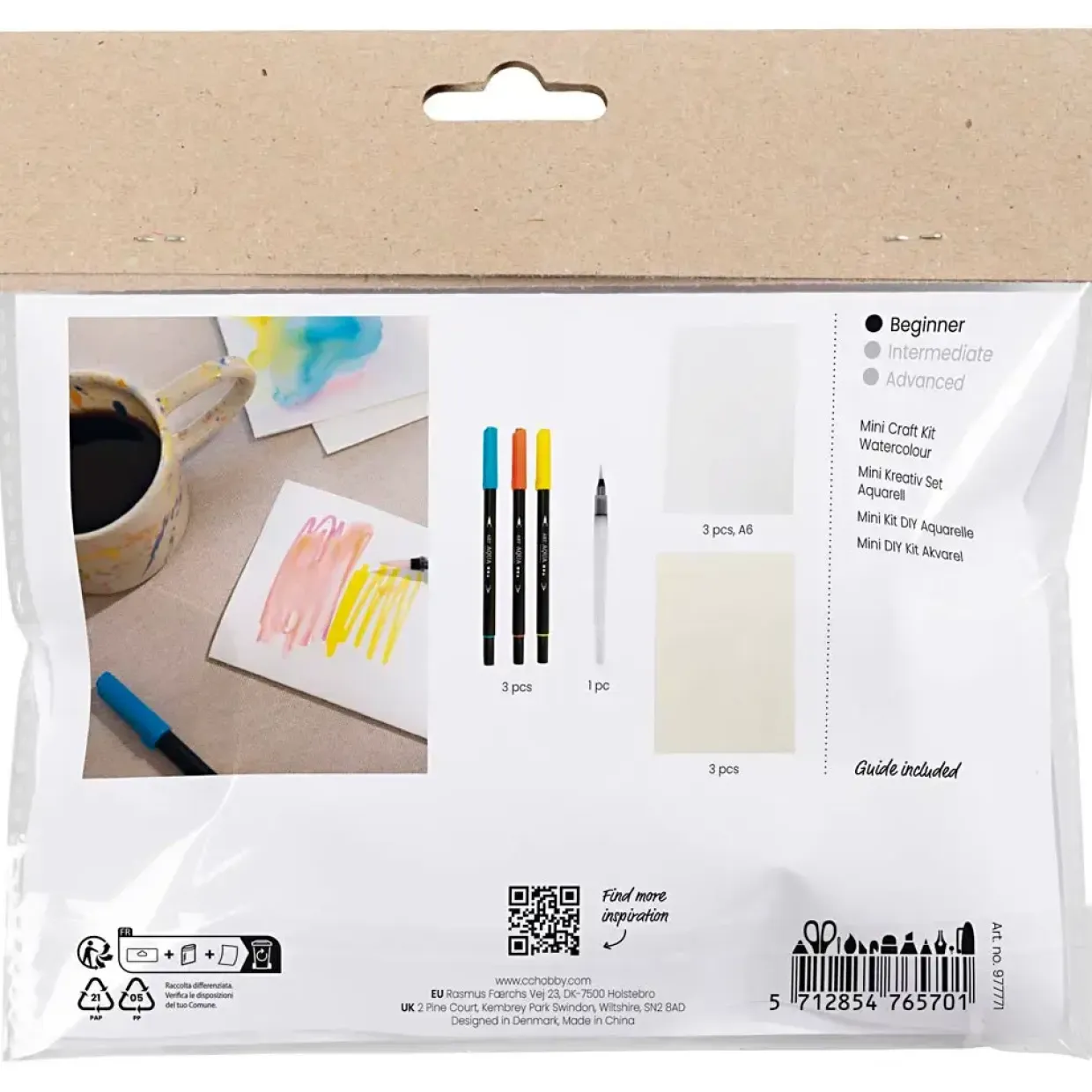 Mini DIY Kit Akvarel, Kort med kuverter - 1 pk