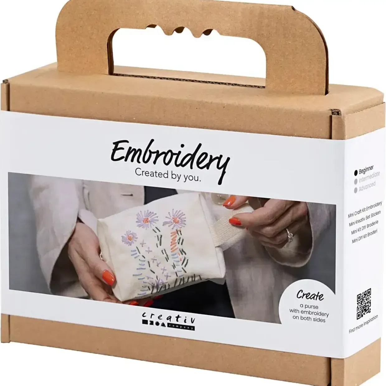 Mini DIY Kit Broderi, Makeup-taske, creme, 1 pk.