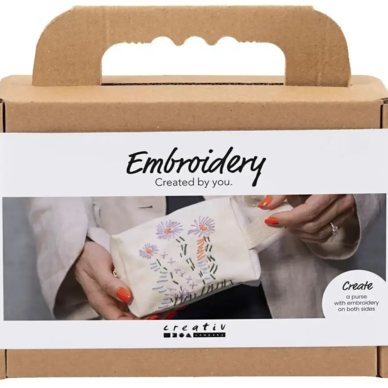 Mini DIY Kit Broderi, Makeup-taske, creme, 1 pk.