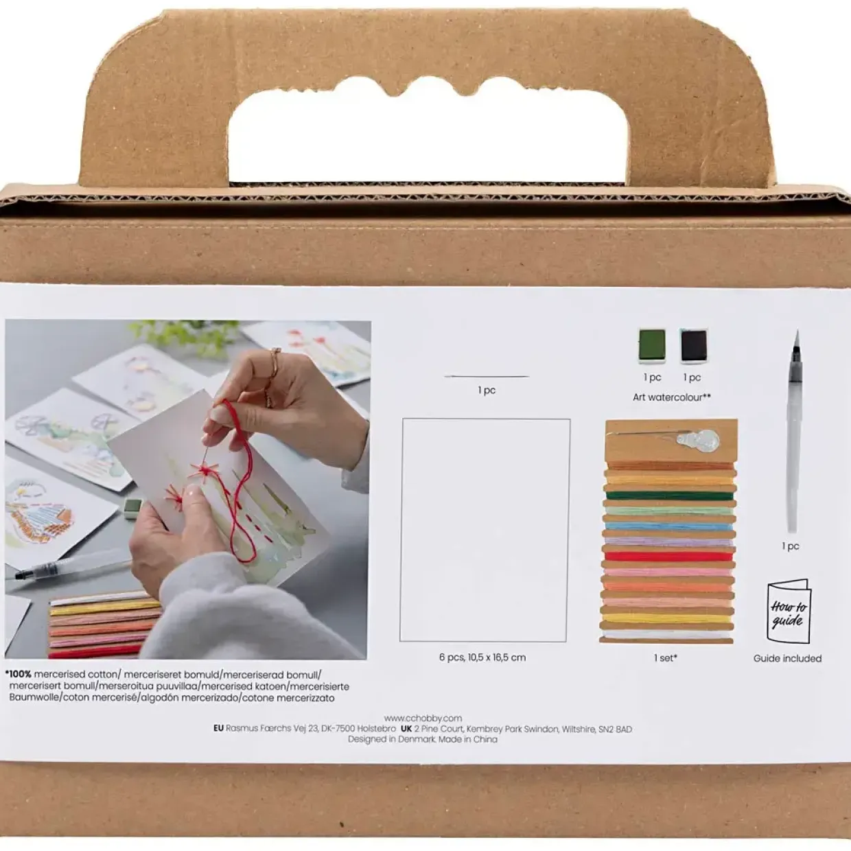 Mini DIY Kit Broderi, Malerier med broderi, ass. farver, 1 pk.