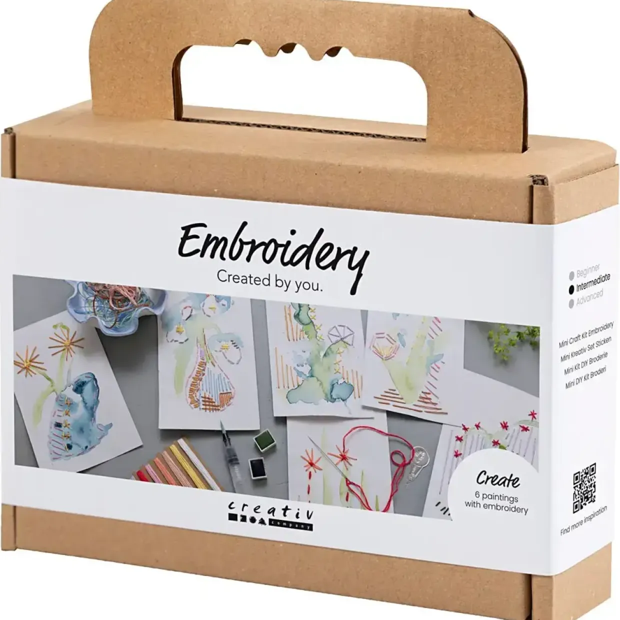 Mini DIY Kit Broderi, Malerier med broderi, ass. farver, 1 pk.